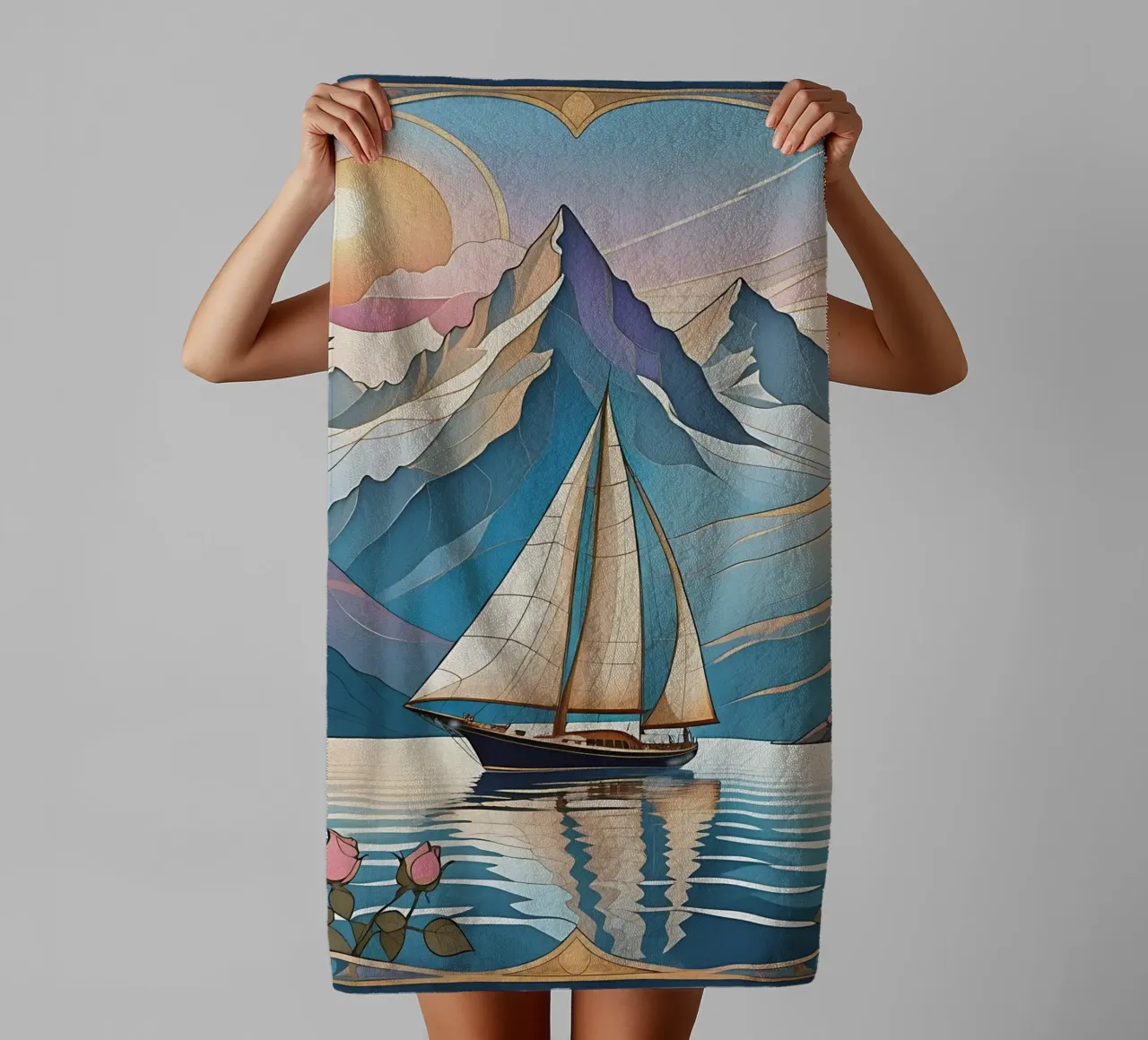 Barca a vela_4 asciugamano da bagno da Farb- und Blütenzauber by LK