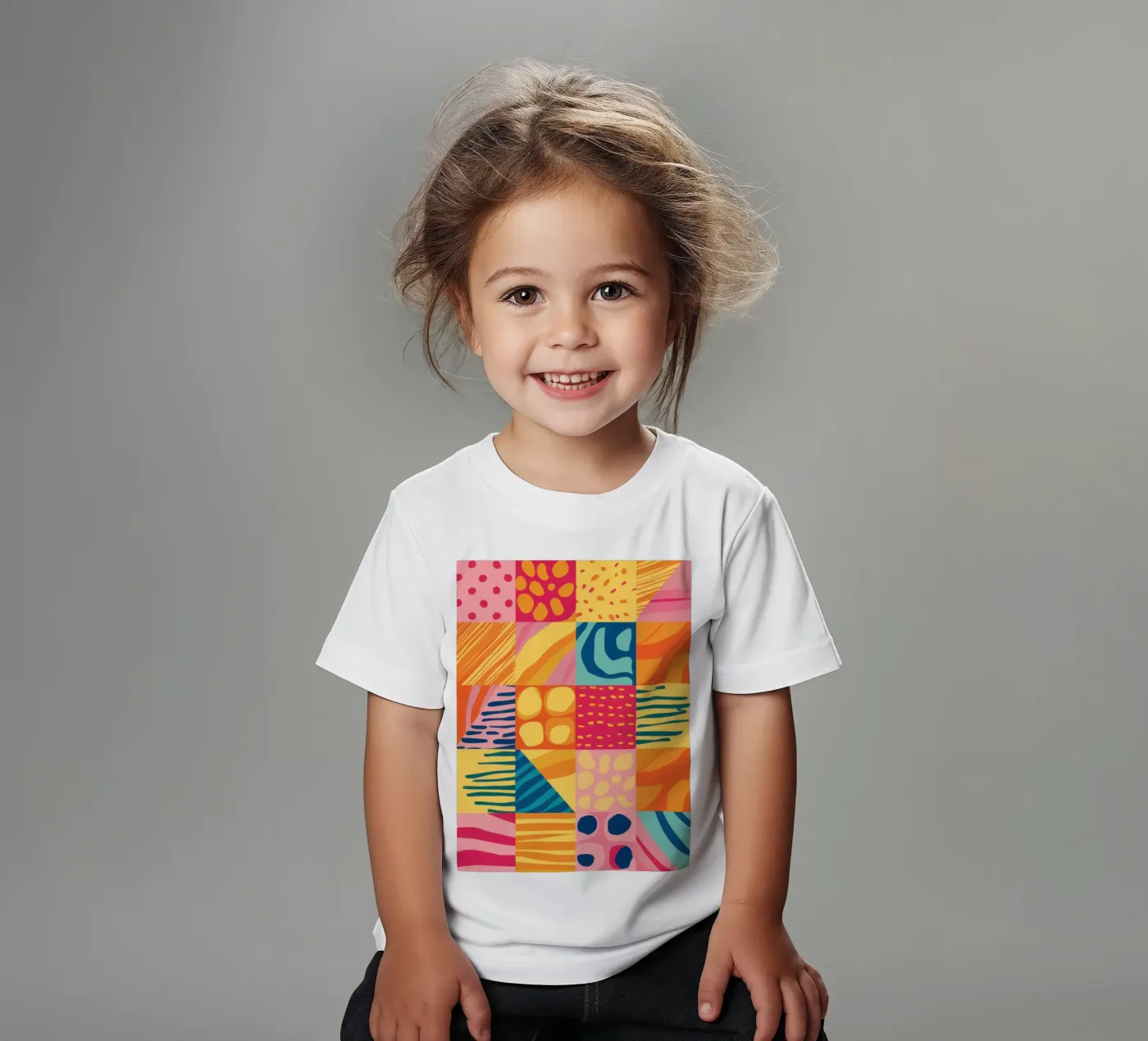 Chromatisch patchwork vreugde kinder t-shirt van Dream Gesso