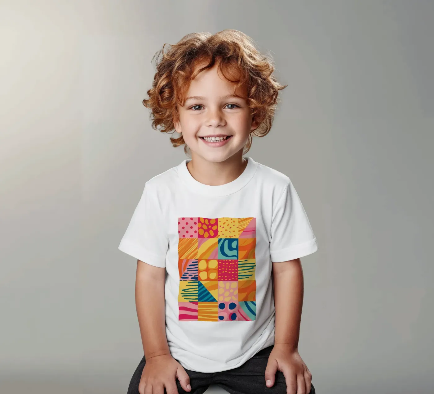 Chromatisch patchwork vreugde kinder t-shirt van Dream Gesso