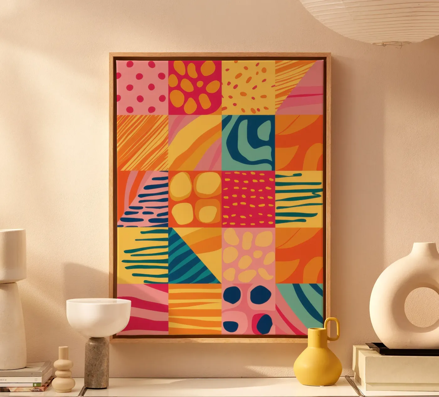 Chromatic Patchwork Joy canvas by Dream Gesso