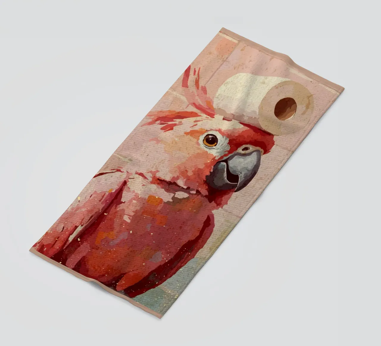 Cacatua rosa con carta igienica telo mare da Terry Jason Kratz