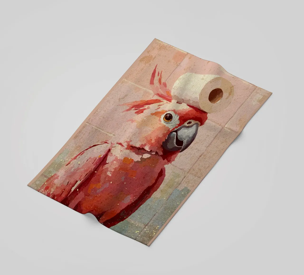 Cacatua rosa con carta igienica telo mare da Terry Jason Kratz