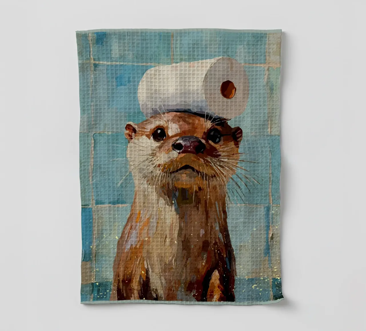Otter met wc-hoed theedoek van Terry Jason Kratz