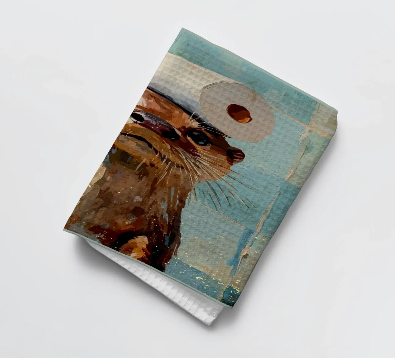 Otter met wc-hoed theedoek van Terry Jason Kratz