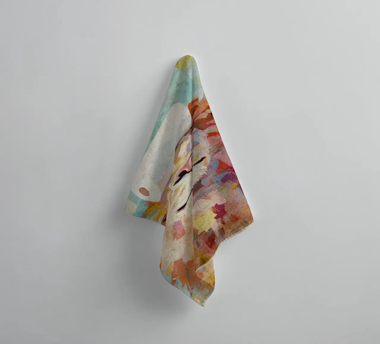 Leeuw met wc-papier badhanddoek van Terry Jason Kratz