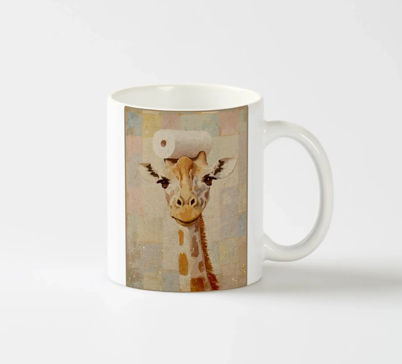 Giraffa con carta igienica tazza in ceramica da Terry Jason Kratz
