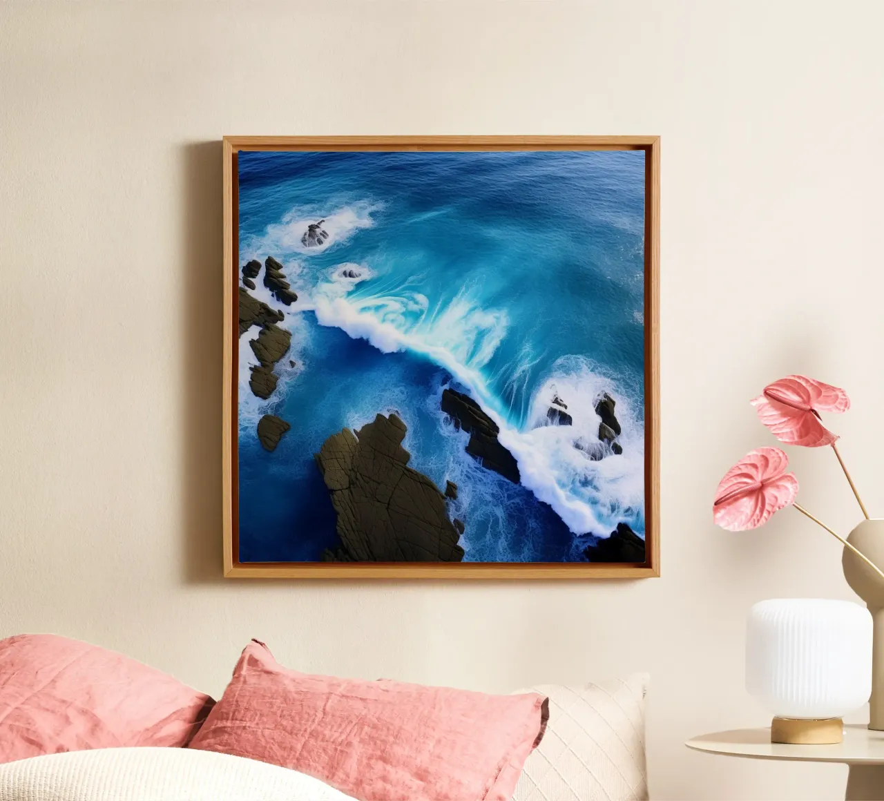 Das Flüstern des Ozeans Leinwand mit Schattenfugenrahmen von PhotoVibe Decor