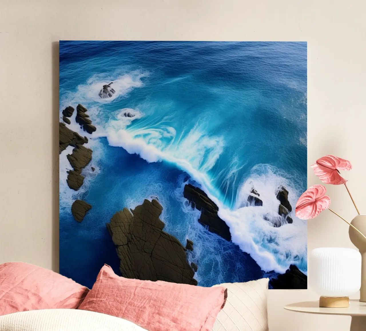 Das Flüstern des Ozeans Leinwand mit Schattenfugenrahmen von PhotoVibe Decor