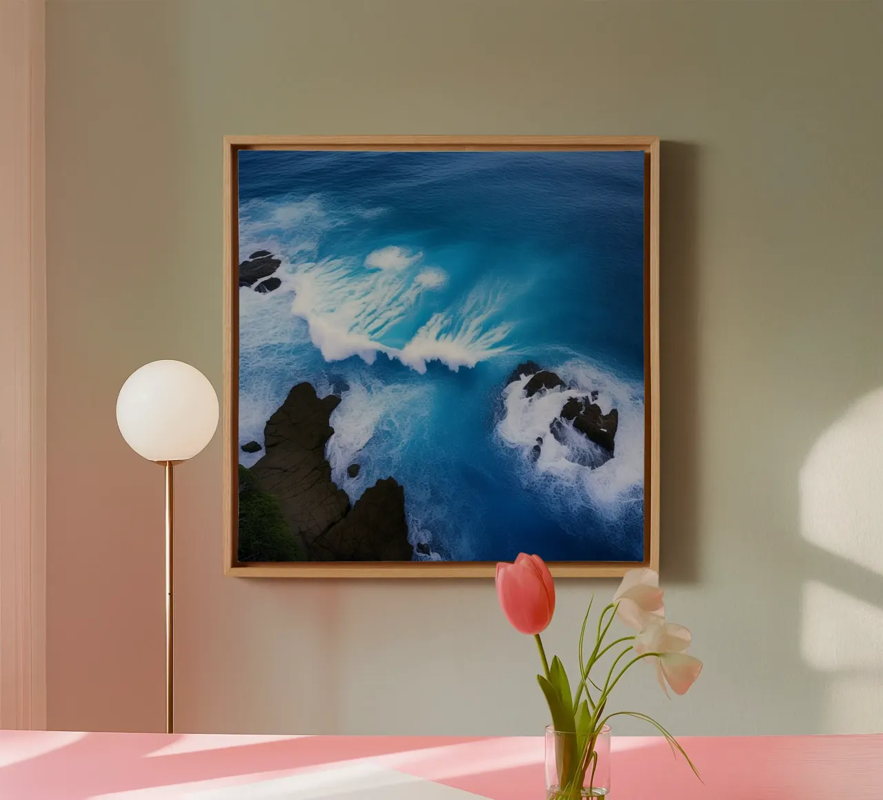 Das Flüstern des Ozeans Leinwand mit Schattenfugenrahmen von PhotoVibe Decor