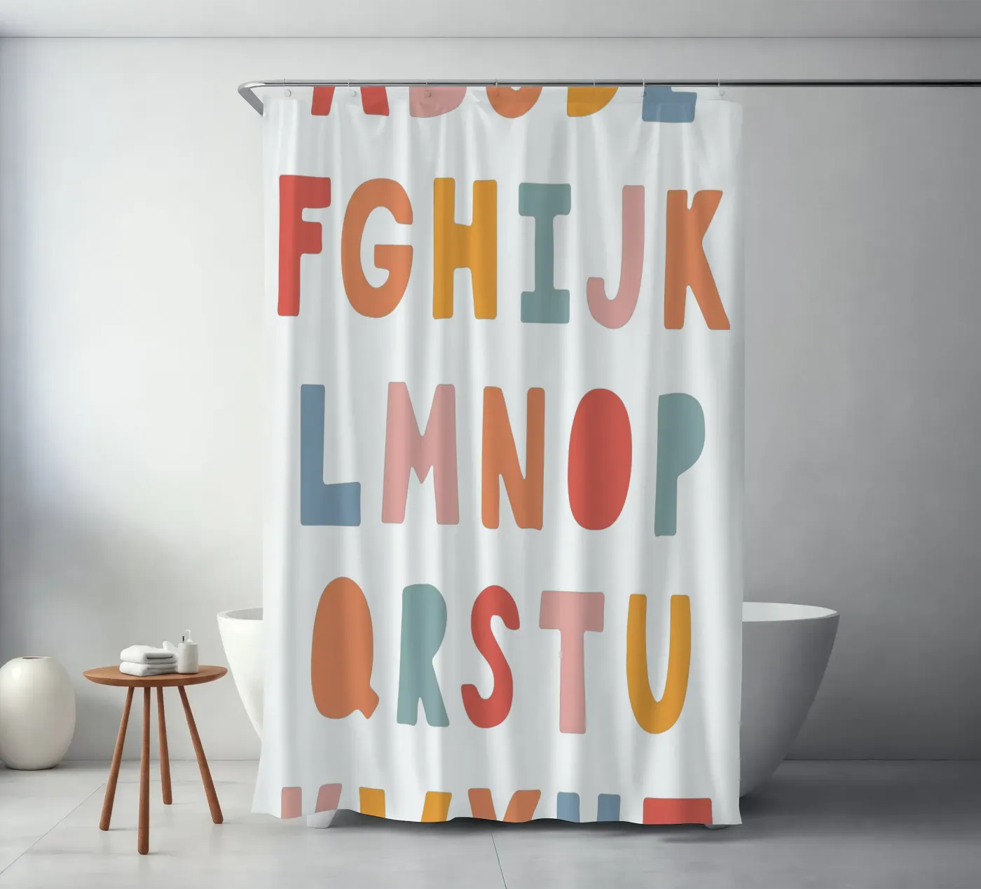 Solid Letters shower curtain by Kartenliebe