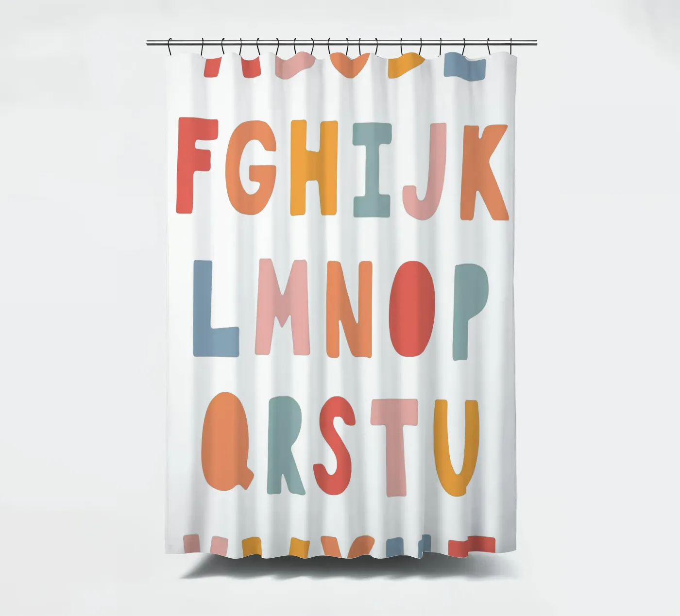 Solid Letters shower curtain by Kartenliebe