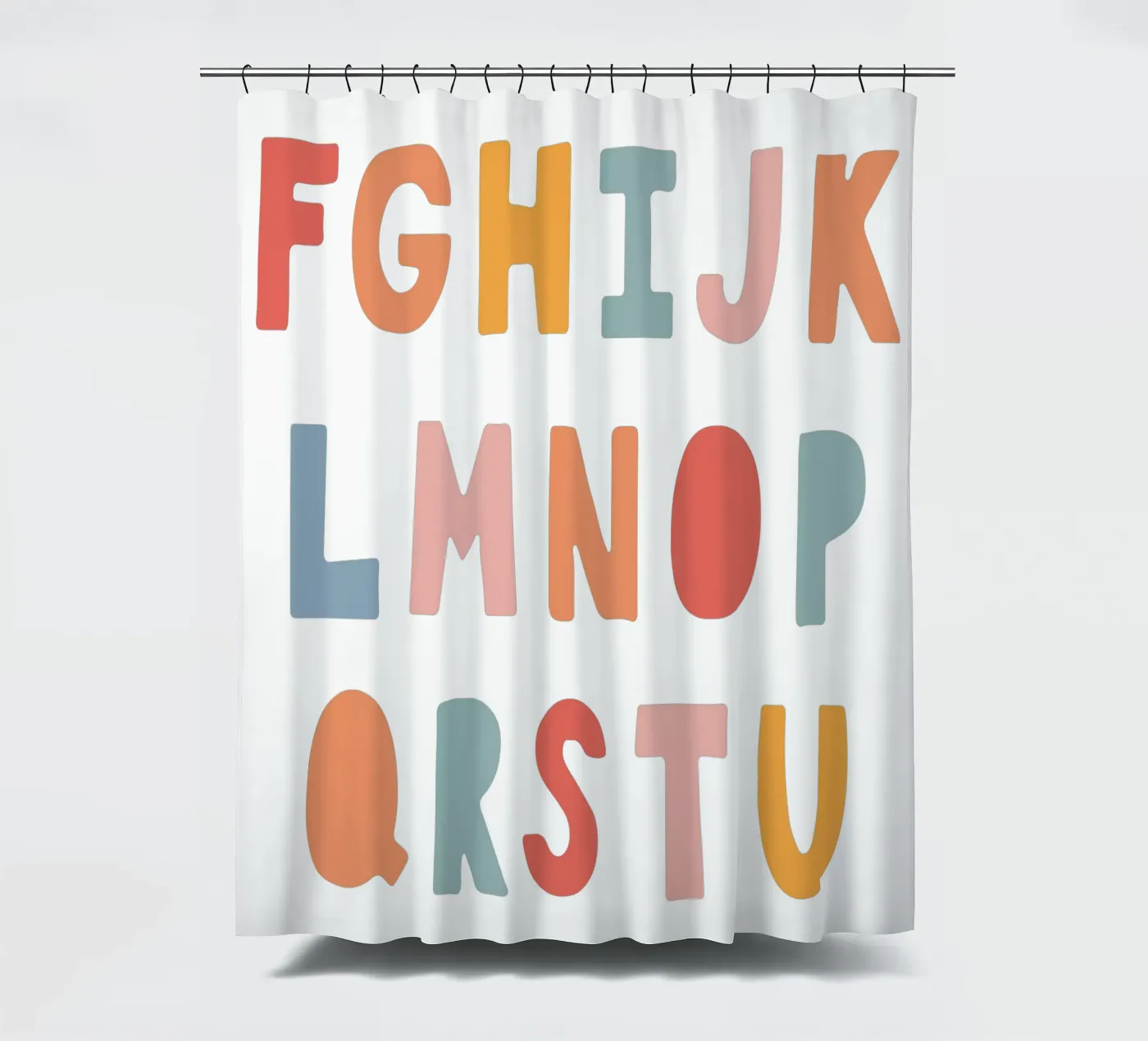 Solid Letters shower curtain by Kartenliebe