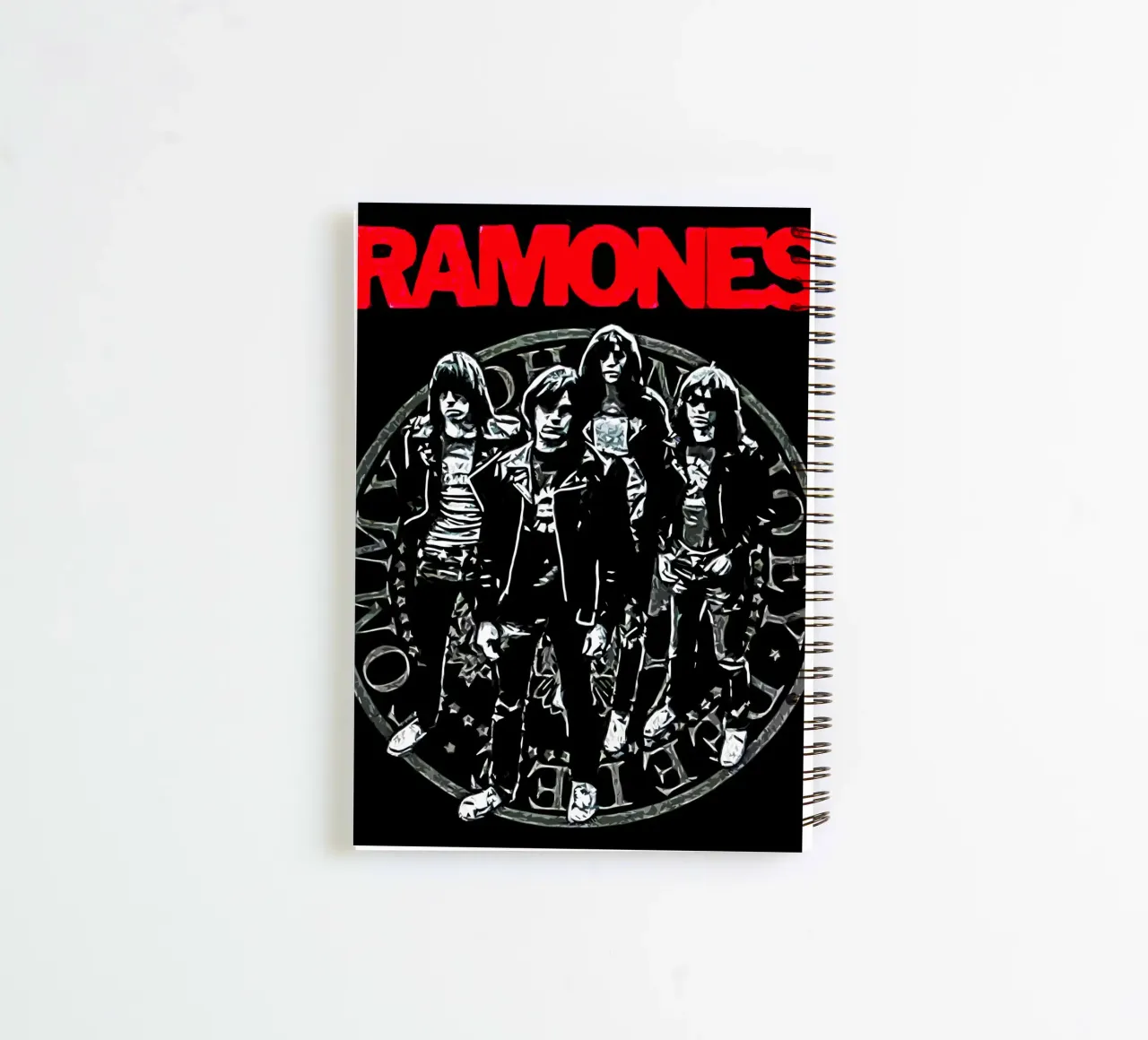 Ramones band music 3 Art spiral notebook by music soul