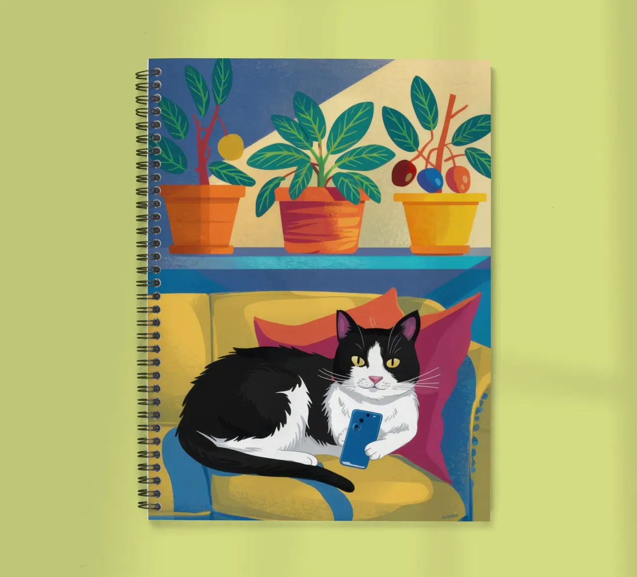 Tuxedo Slumber Sofa spiral notebook by Dream Gesso
