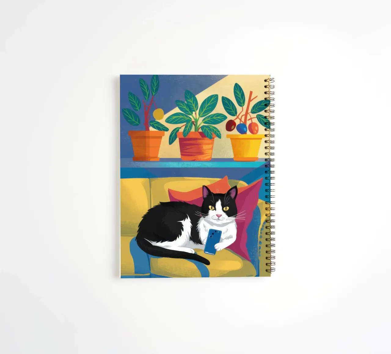 Tuxedo Slumber Sofa spiral notebook by Dream Gesso