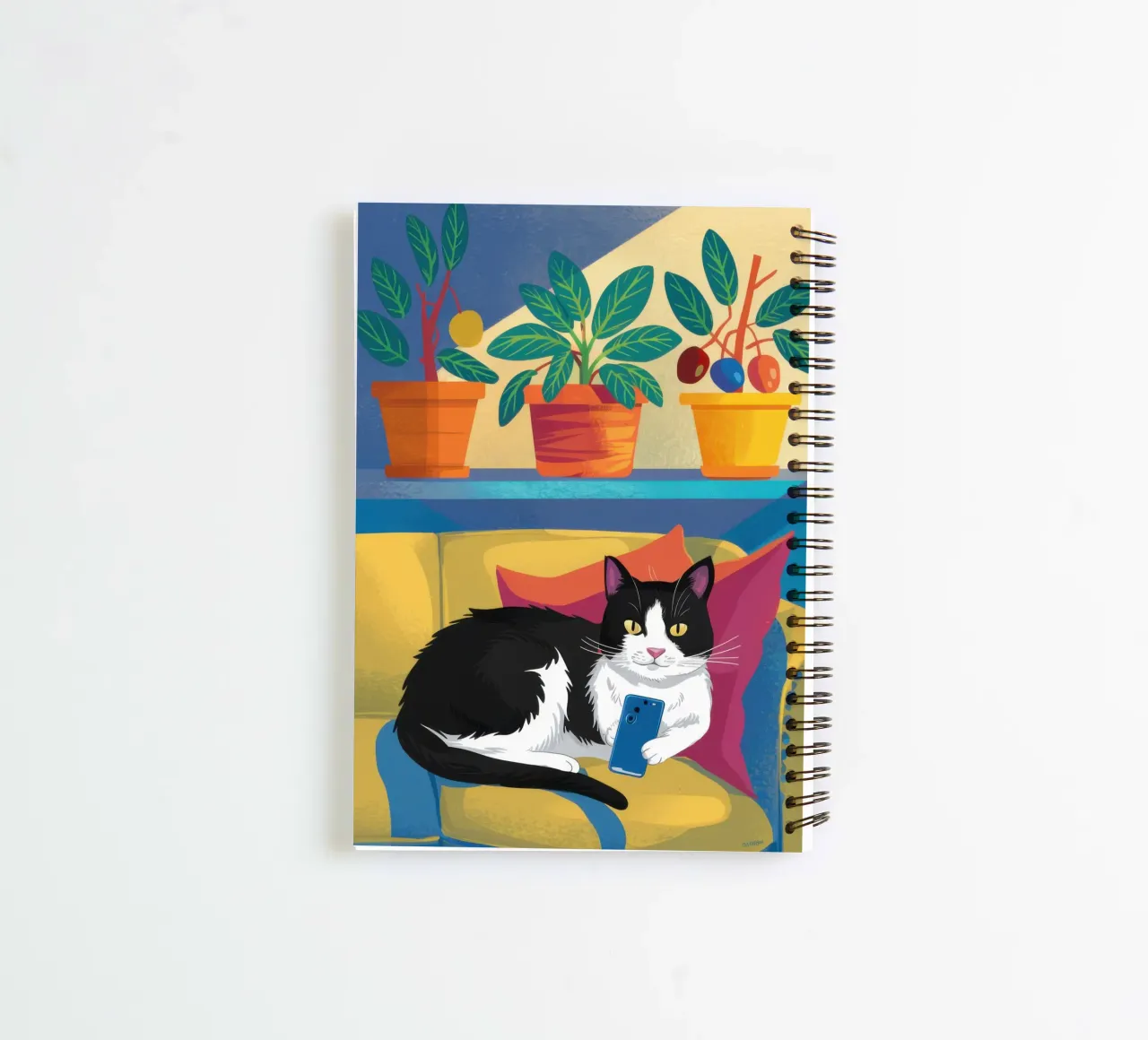 Tuxedo Slumber Sofa spiral notebook by Dream Gesso