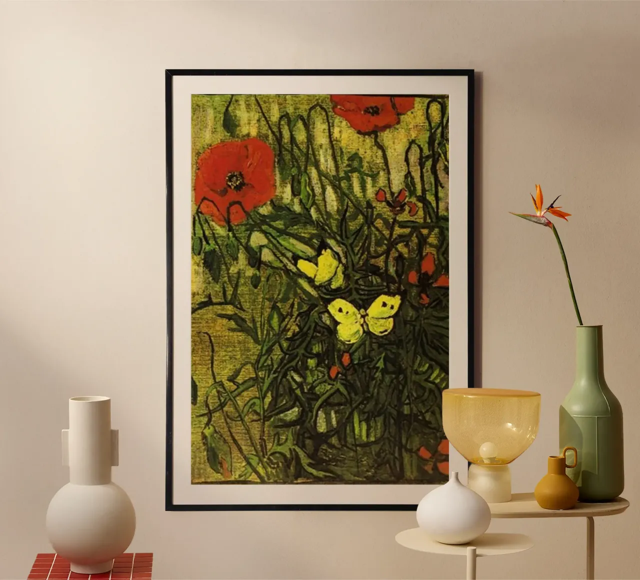 papaveri fiori di campo poster con telaio in legno da cloud shop