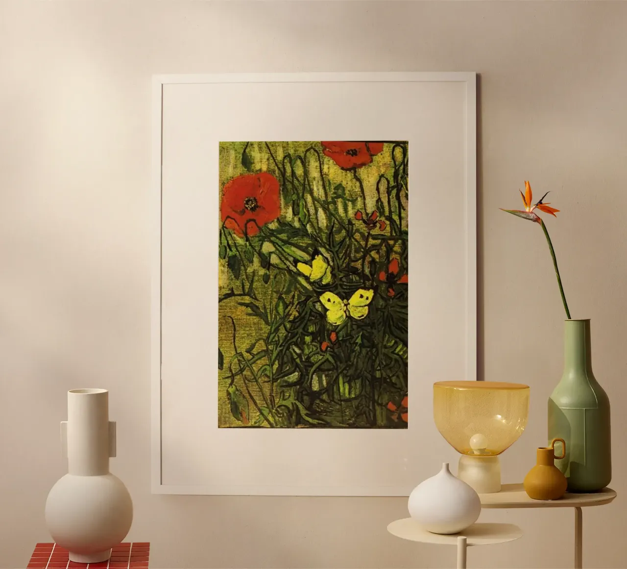papaveri fiori di campo poster con telaio in legno da cloud shop