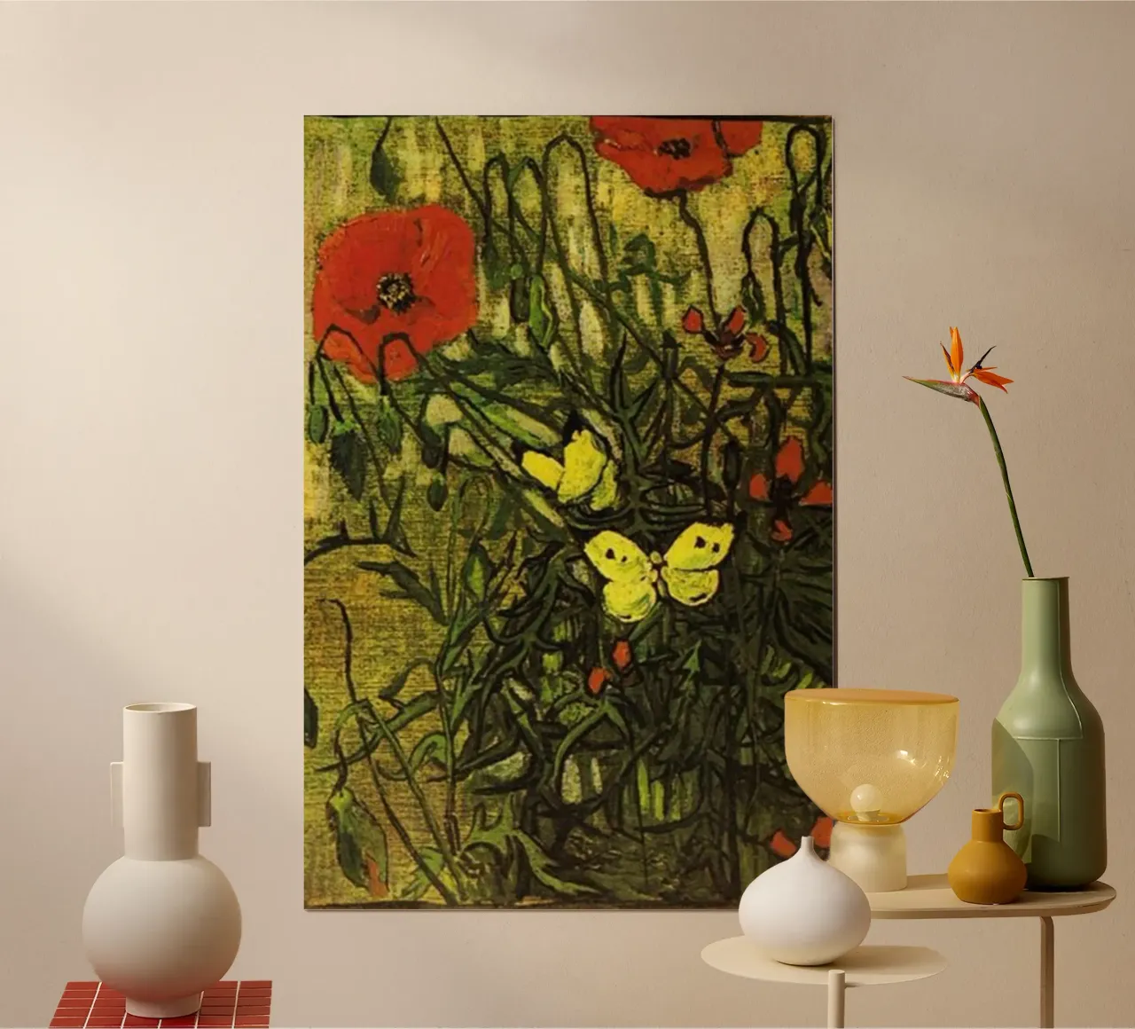 papaveri fiori di campo poster con telaio in legno da cloud shop