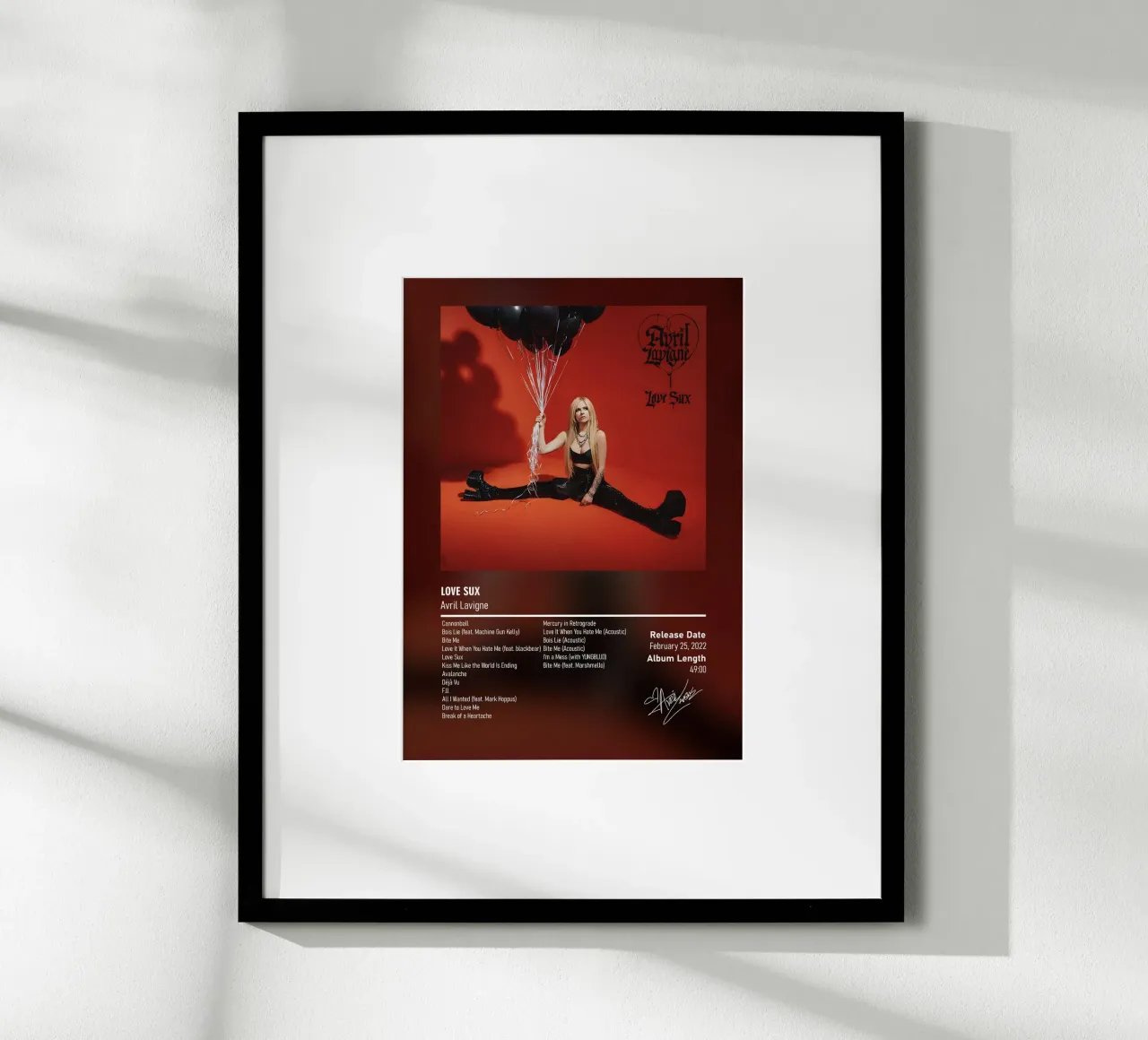 Love Sux (2022) by Avril Lavigne poster con telaio in plastica da DGUnder