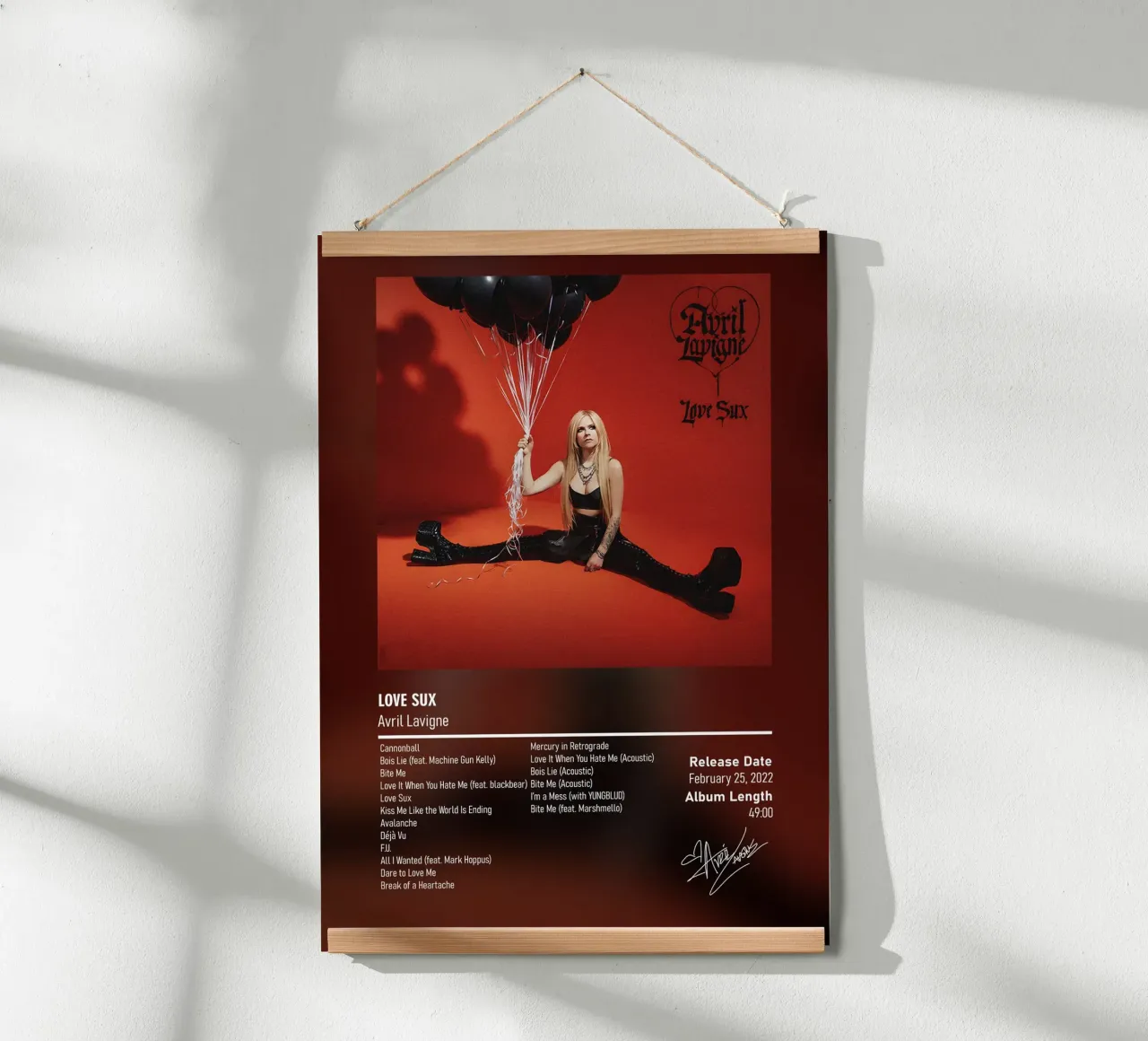 Love Sux (2022) by Avril Lavigne poster con telaio in plastica da DGUnder