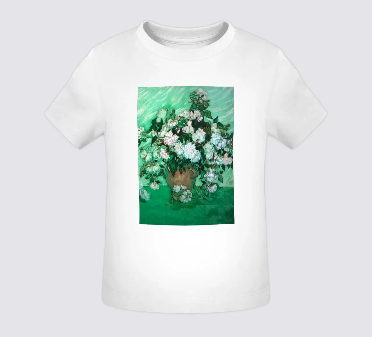 vaso di fiori rose bianche maglietta neonato da cloud shop