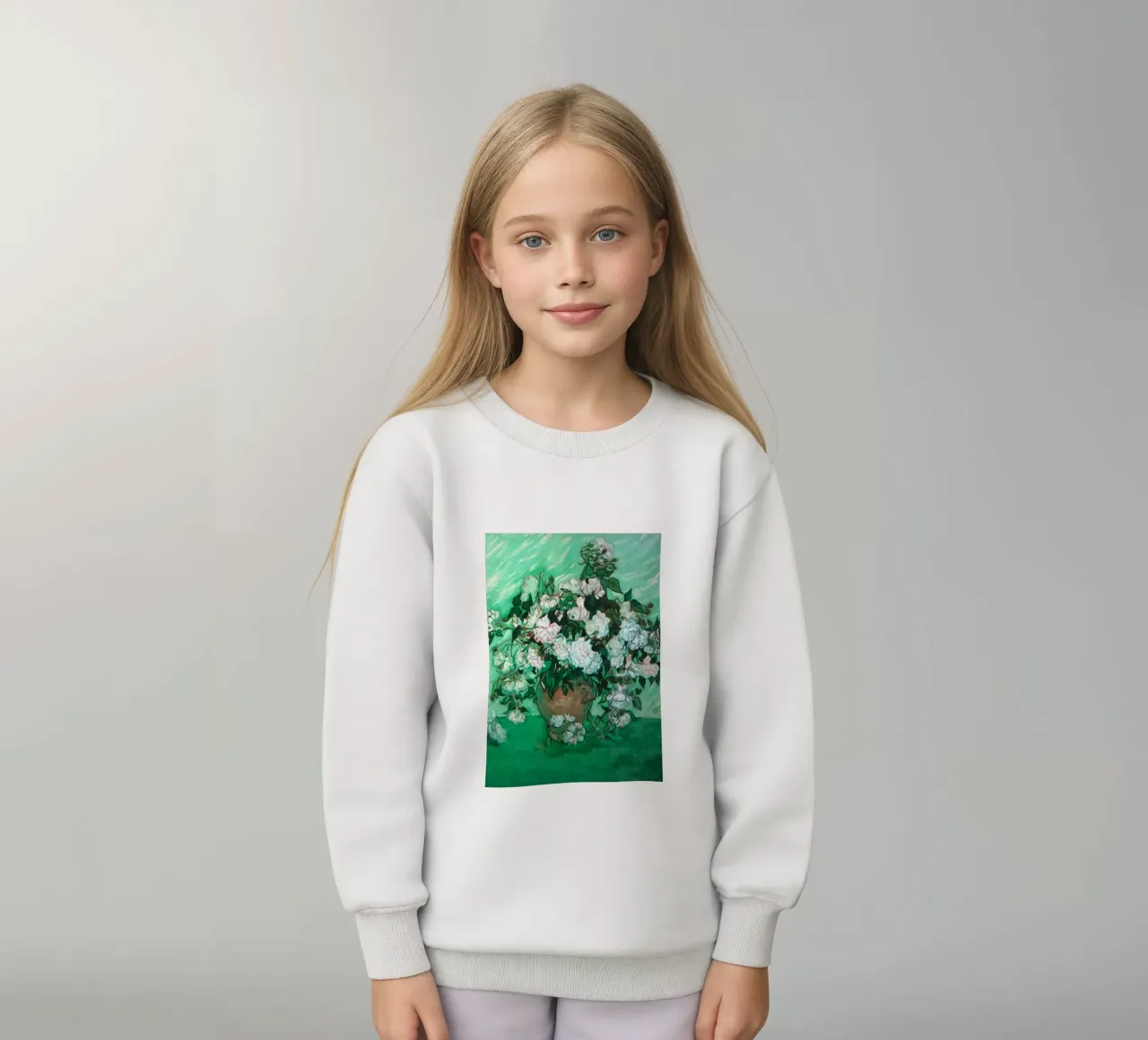 vaso di fiori rose bianche felpa bambino da cloud shop