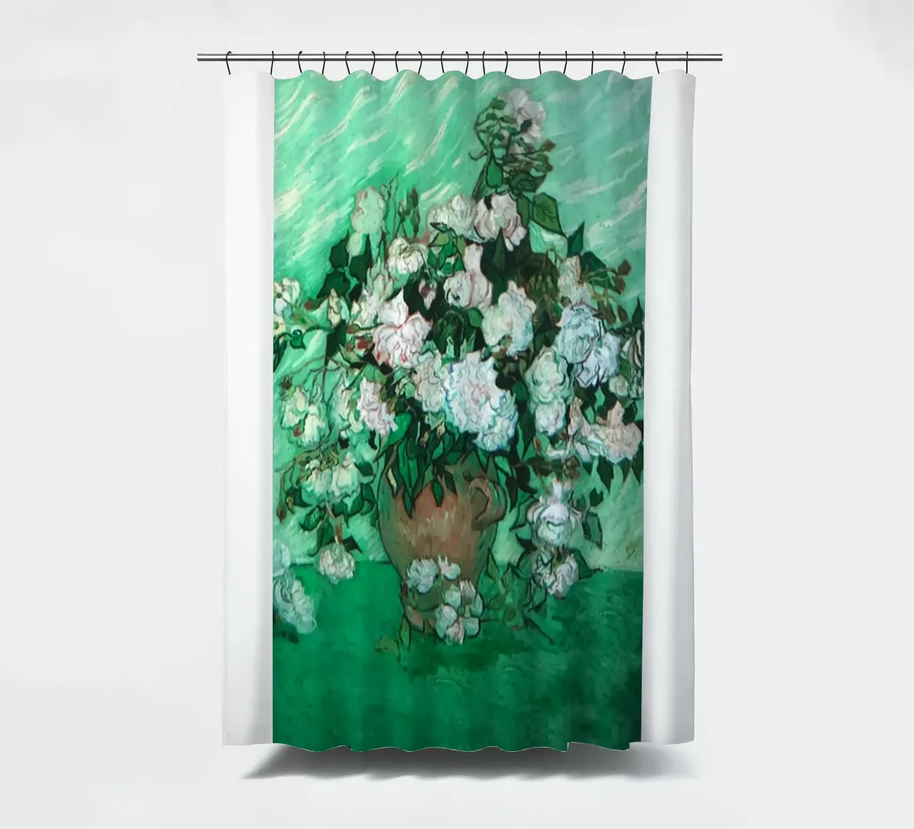 vaso di fiori rose bianche tenda da doccia da cloud shop