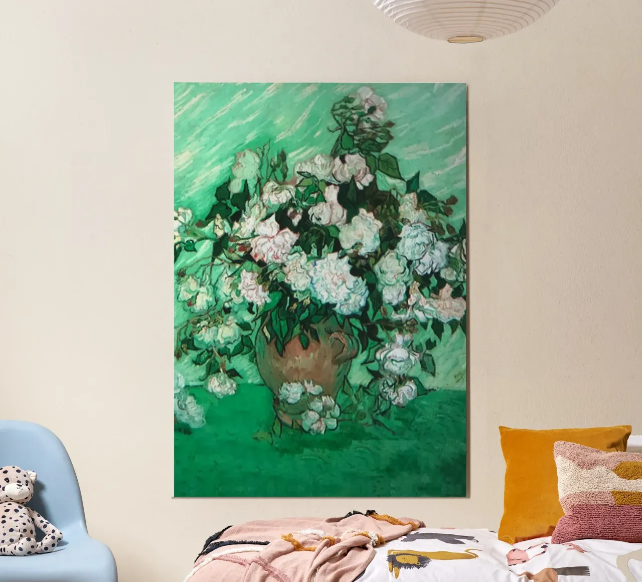 vaso di fiori rose bianche alluminio dibond da cloud shop
