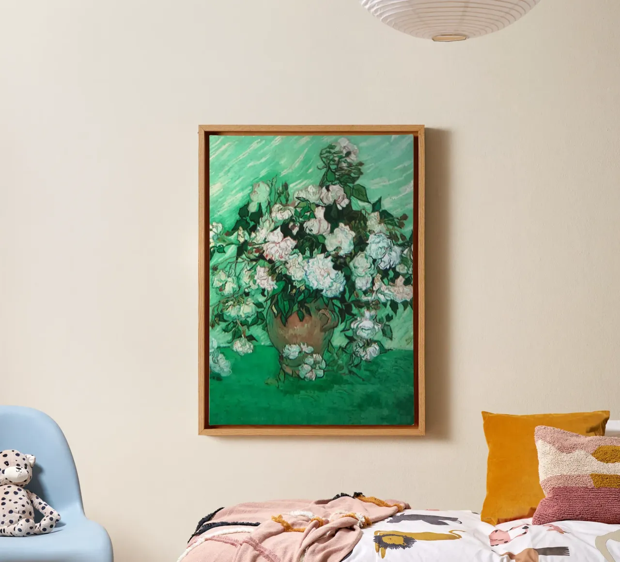 vaso di fiori rose bianche tela con Cornice a cassetta da cloud shop
