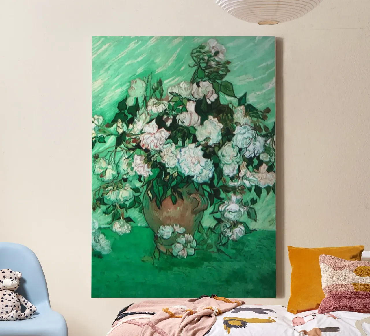 vaso di fiori rose bianche tela con Cornice a cassetta da cloud shop