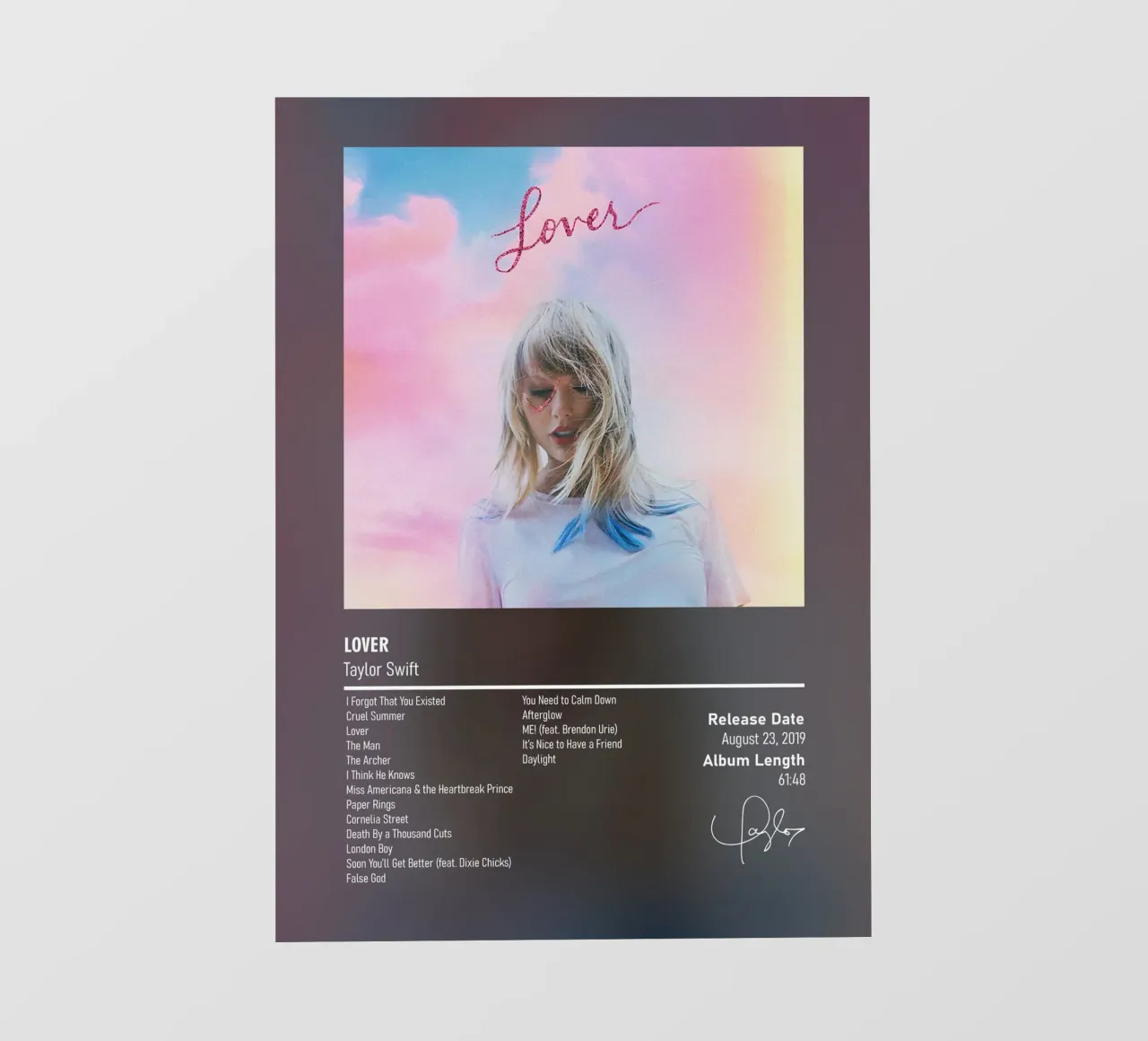 Lover (2019) by Taylor Swift telo in pvc da DGUnder