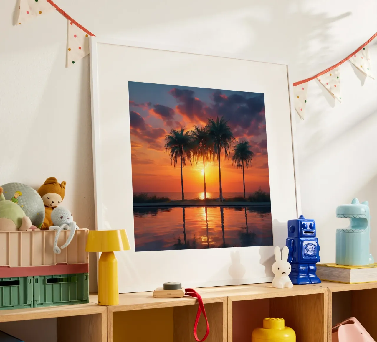 Orizzonte d'oro poster con telaio in plastica da PhotoVibe Decor