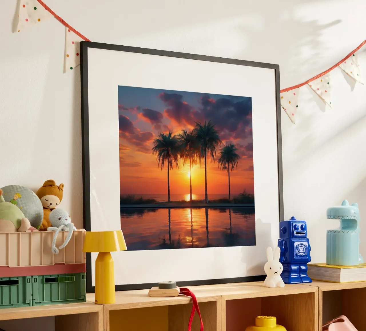 Orizzonte d'oro poster con telaio in plastica da PhotoVibe Decor