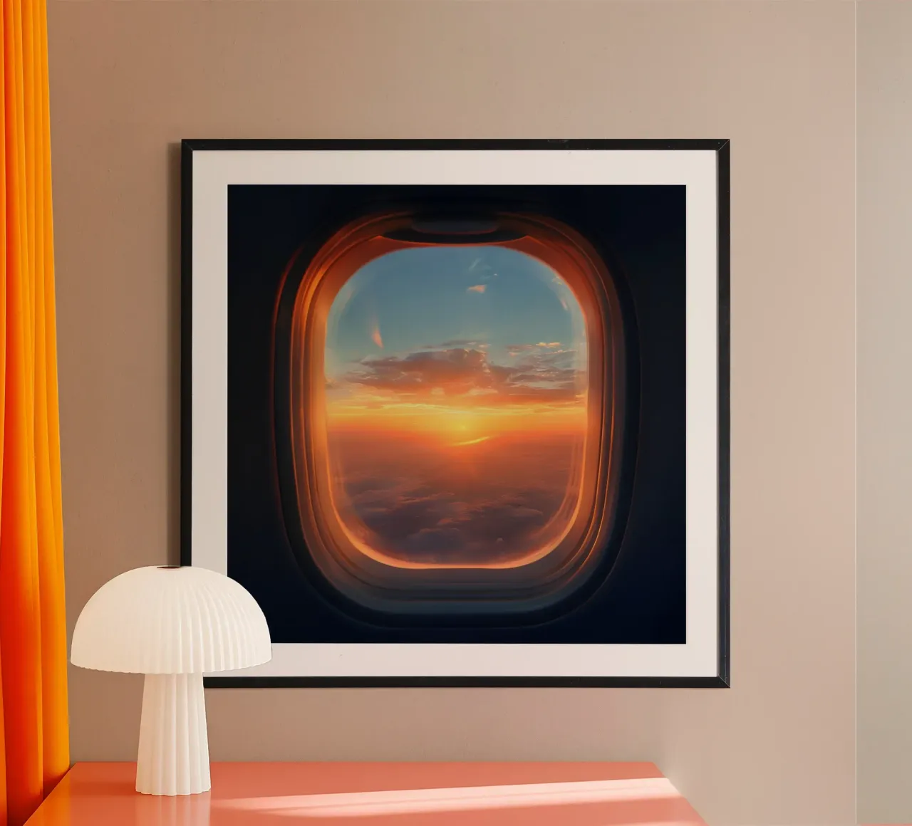 Orizzonte d'oro poster con telaio in legno da PhotoVibe Decor