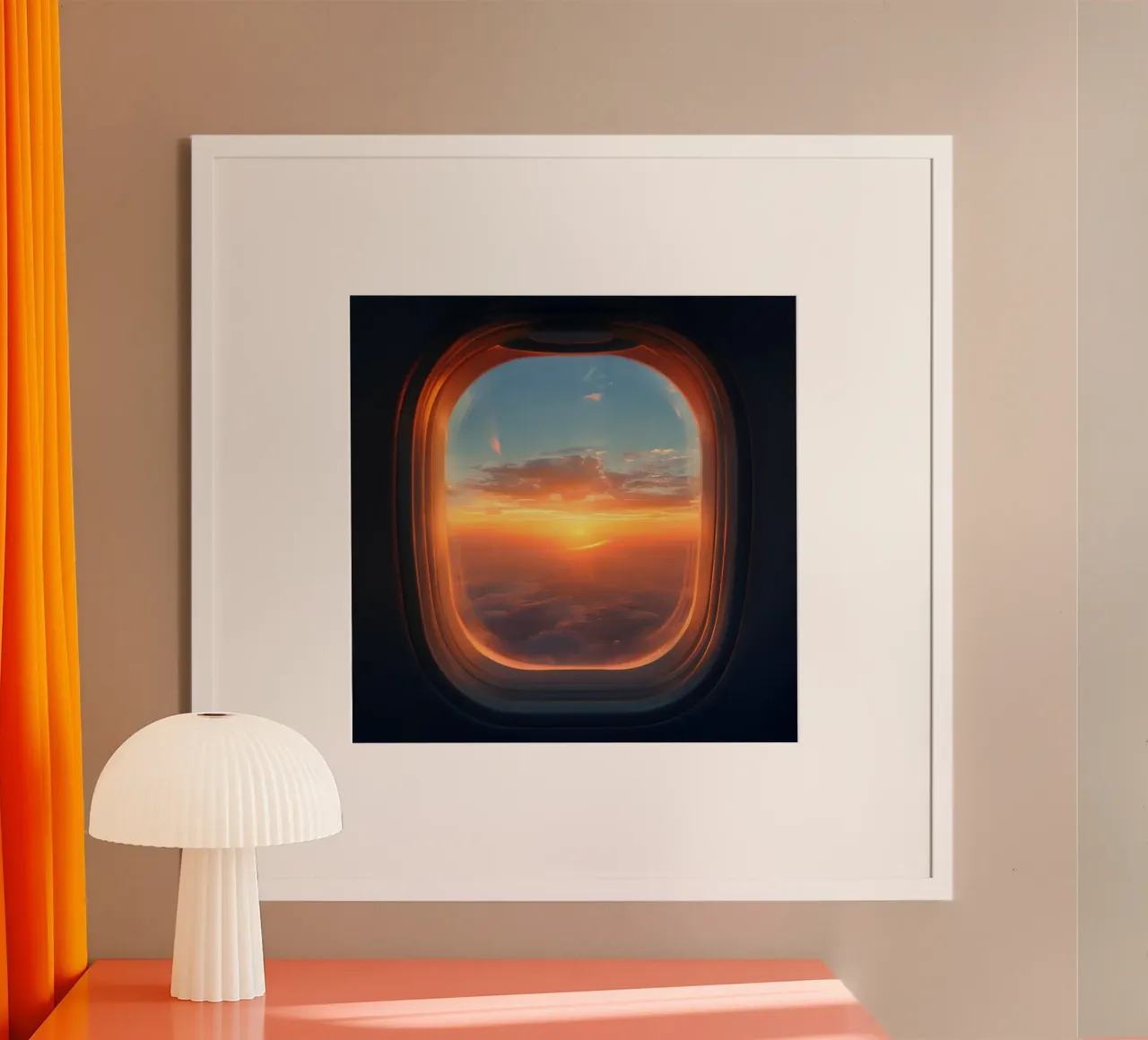 Orizzonte d'oro poster con telaio in legno da PhotoVibe Decor