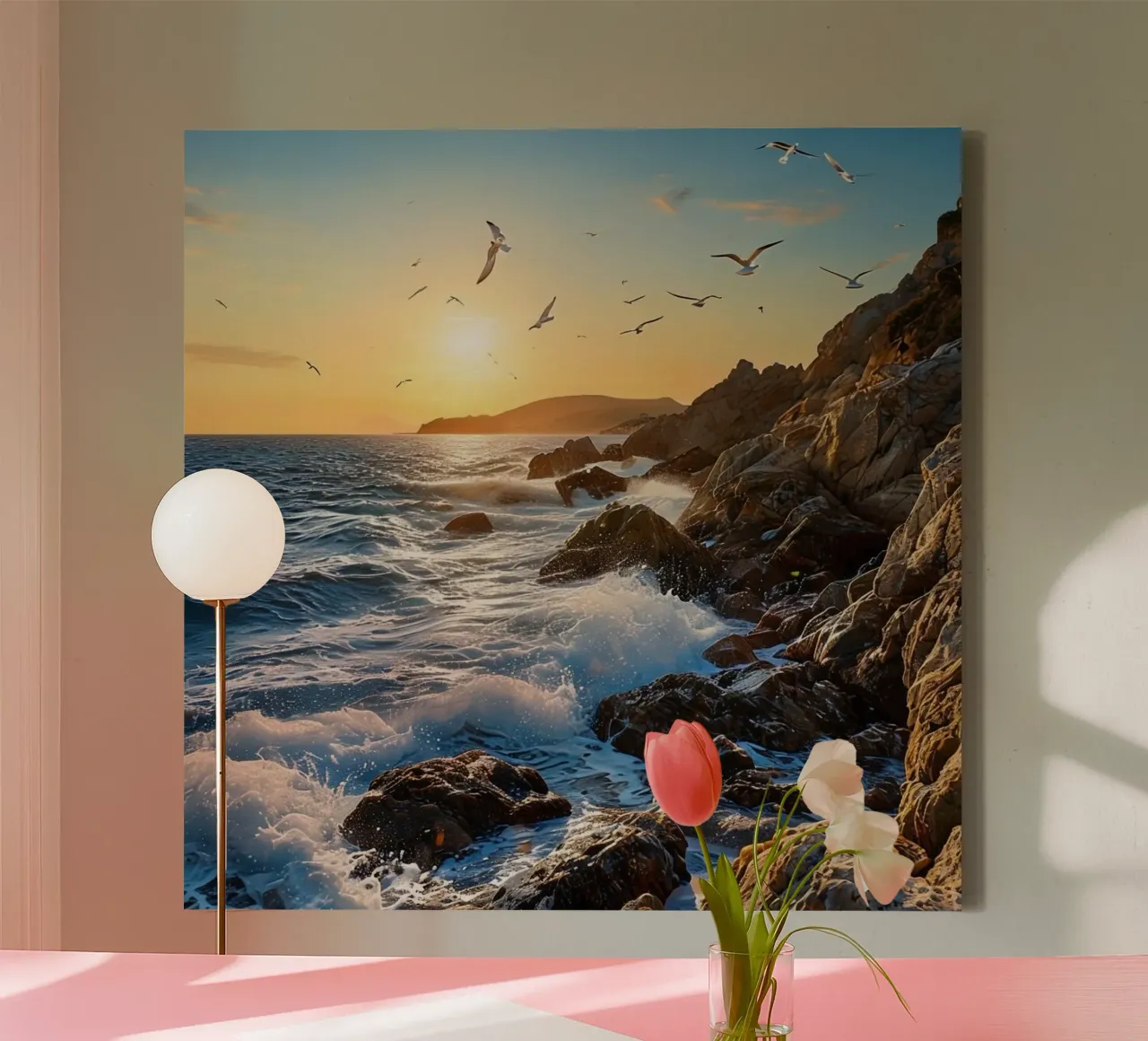 Orizzonte d'oro tela con Cornice a cassetta da PhotoVibe Decor