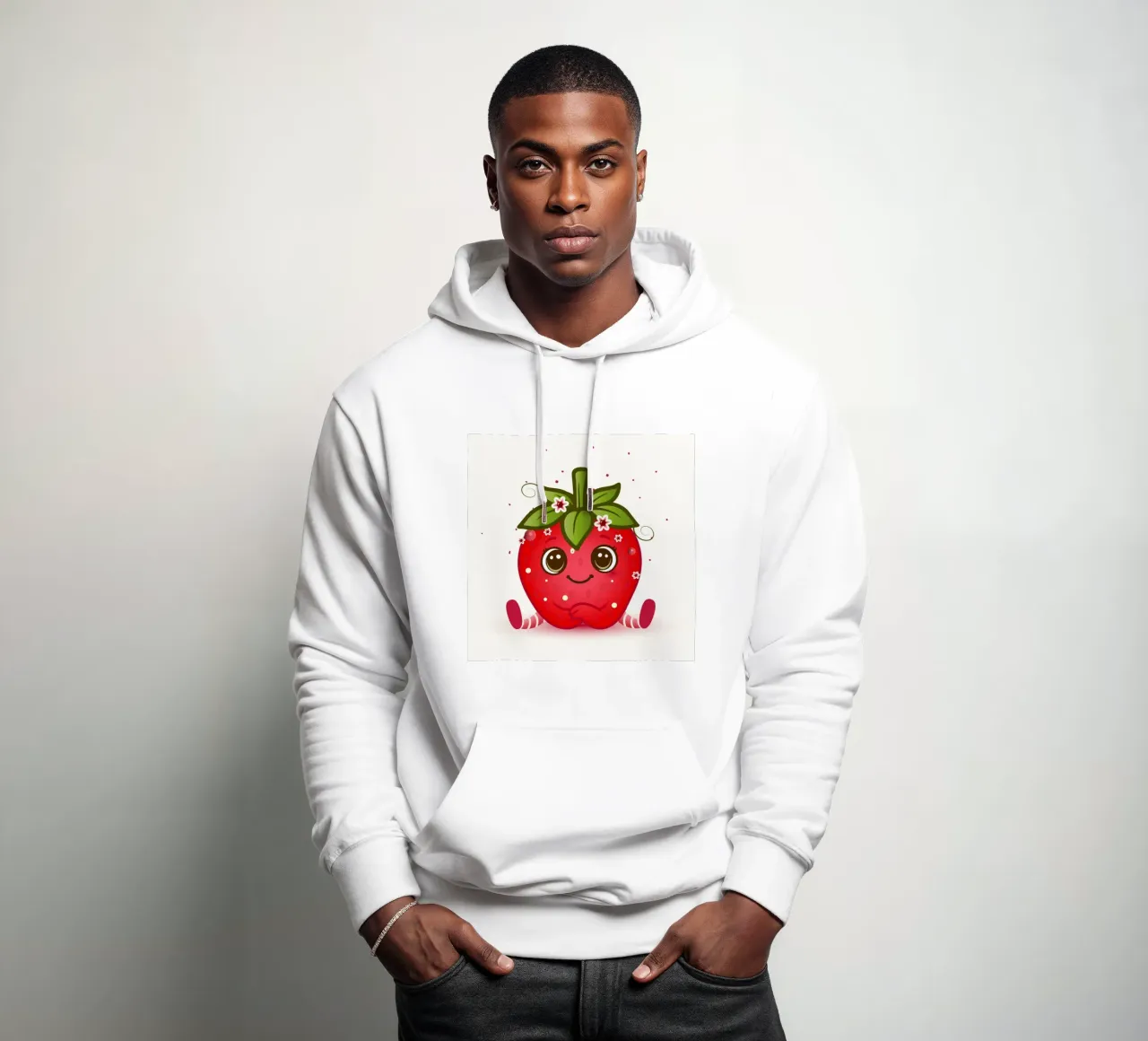Figurina kawaii di fragola dolce con fiori felpa con cappuccio da namosh