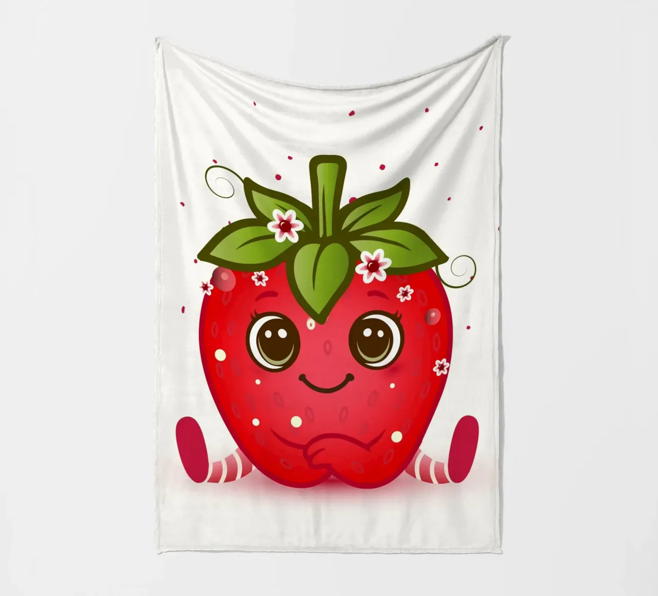 Figurina kawaii di fragola dolce con fiori coperta in pile da namosh