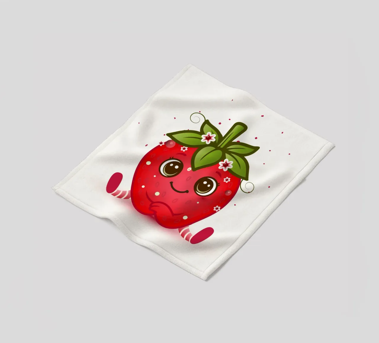 Figurina kawaii di fragola dolce con fiori coperta in pile da namosh