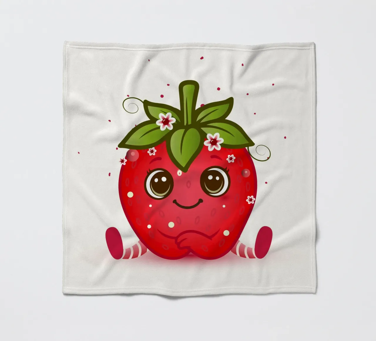 Figurina kawaii di fragola dolce con fiori coperta in pile da namosh