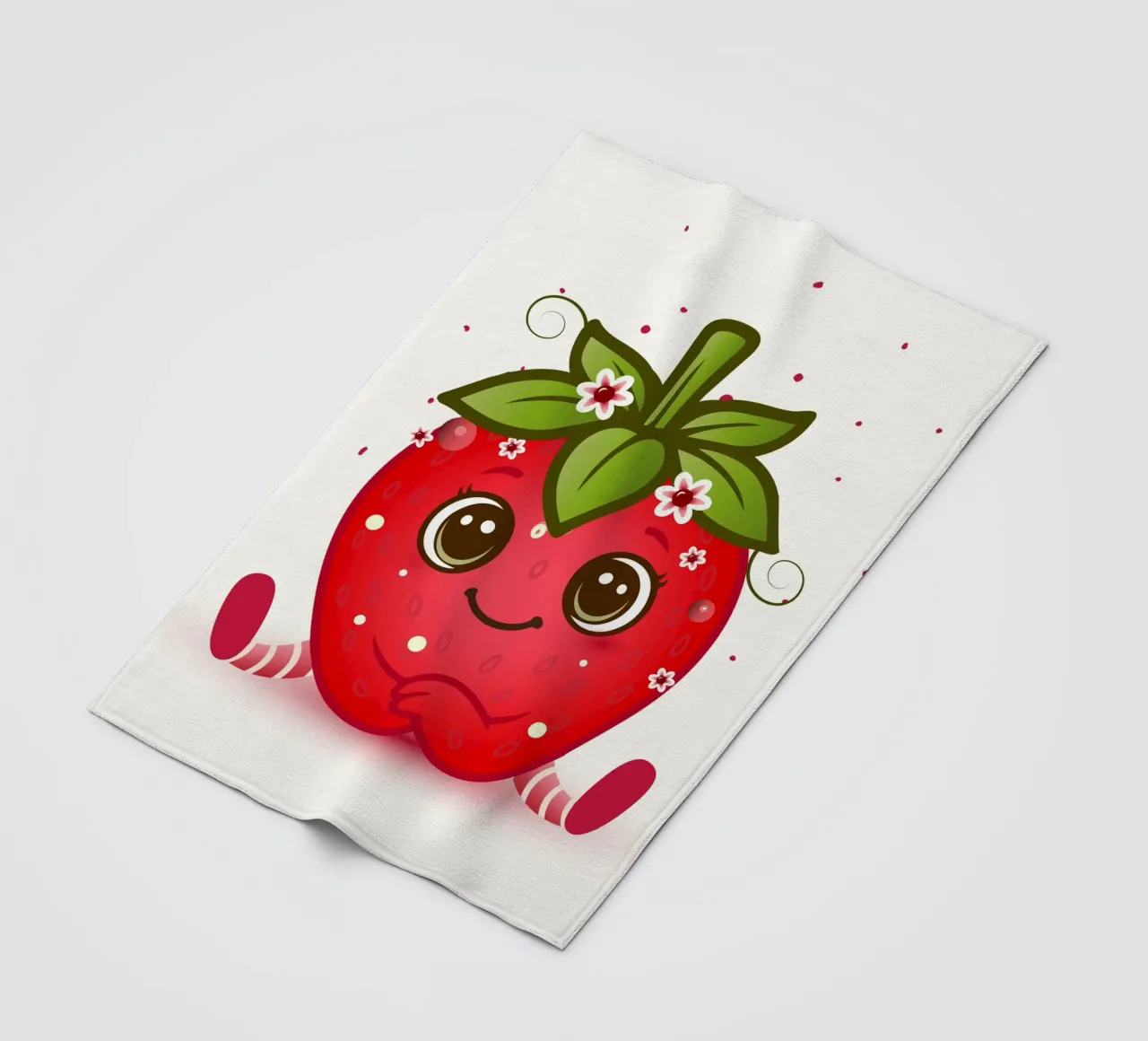 Figurina kawaii di fragola dolce con fiori coperta in pile da namosh