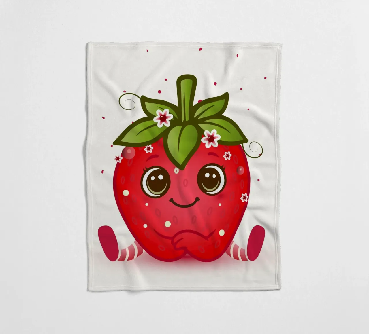 Figurina kawaii di fragola dolce con fiori coperta in pile da namosh