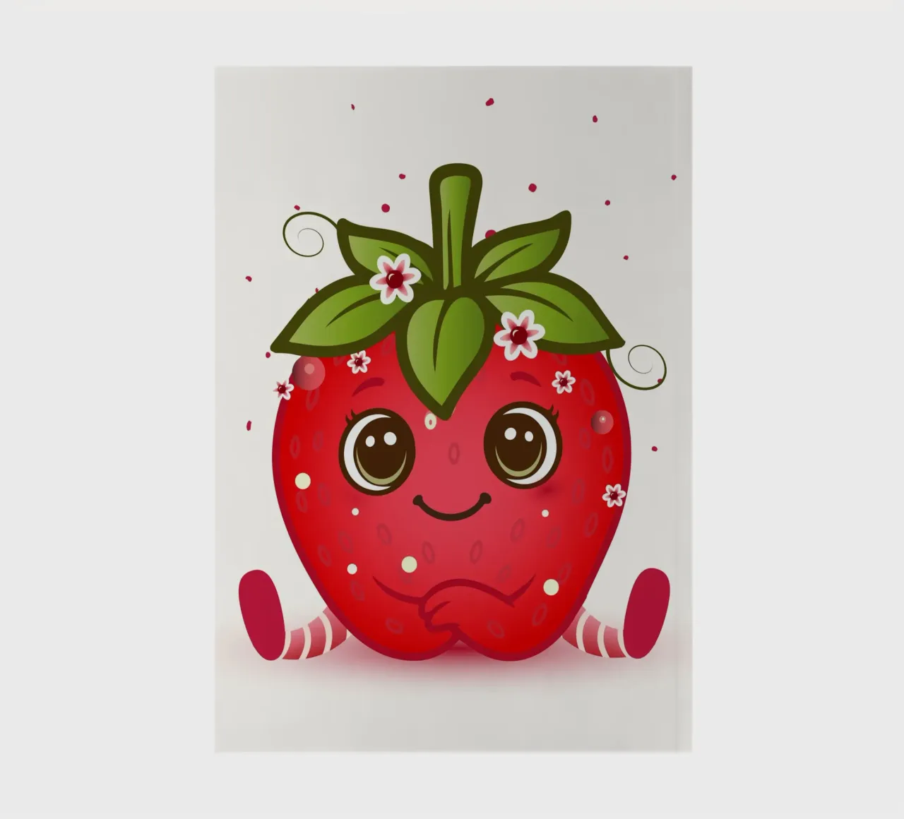 Douce figurine kawaii à la fraise avec des fleurs carnet de notes de namosh