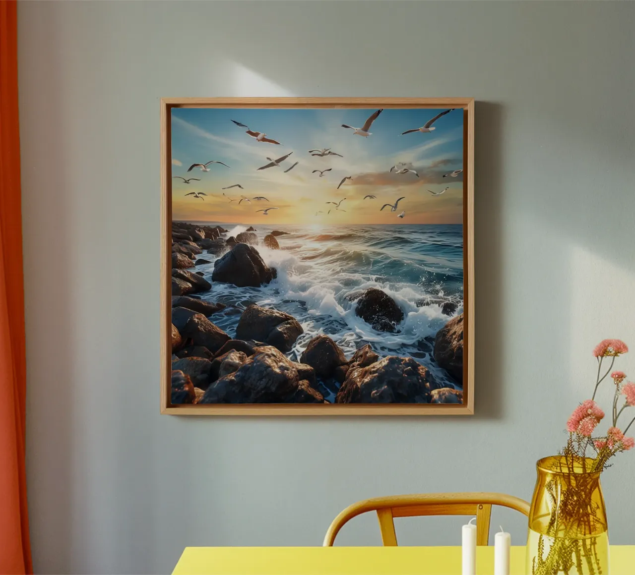Orizzonte d'oro tela con Cornice a cassetta da PhotoVibe Decor