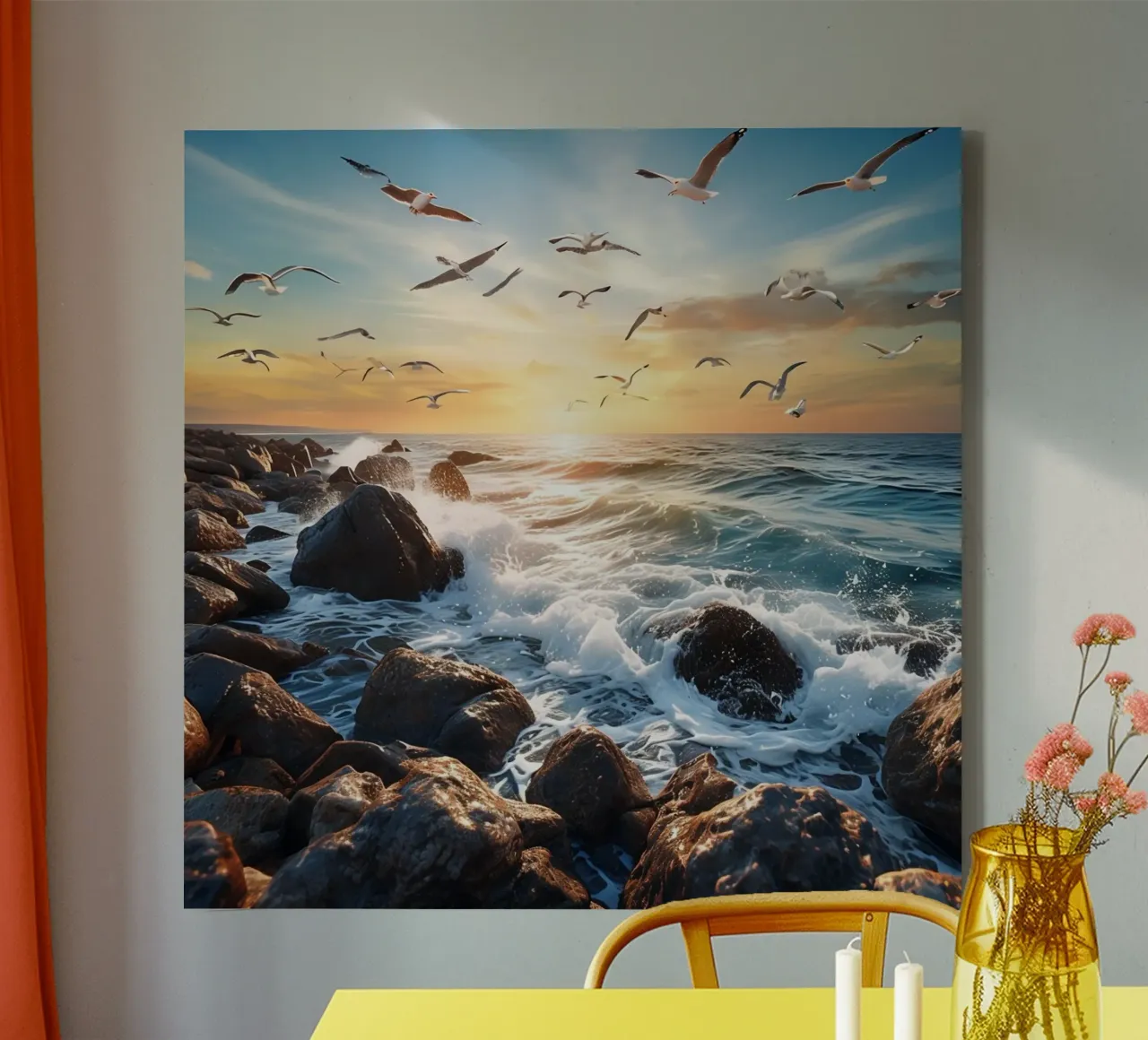 Orizzonte d'oro tela con Cornice a cassetta da PhotoVibe Decor
