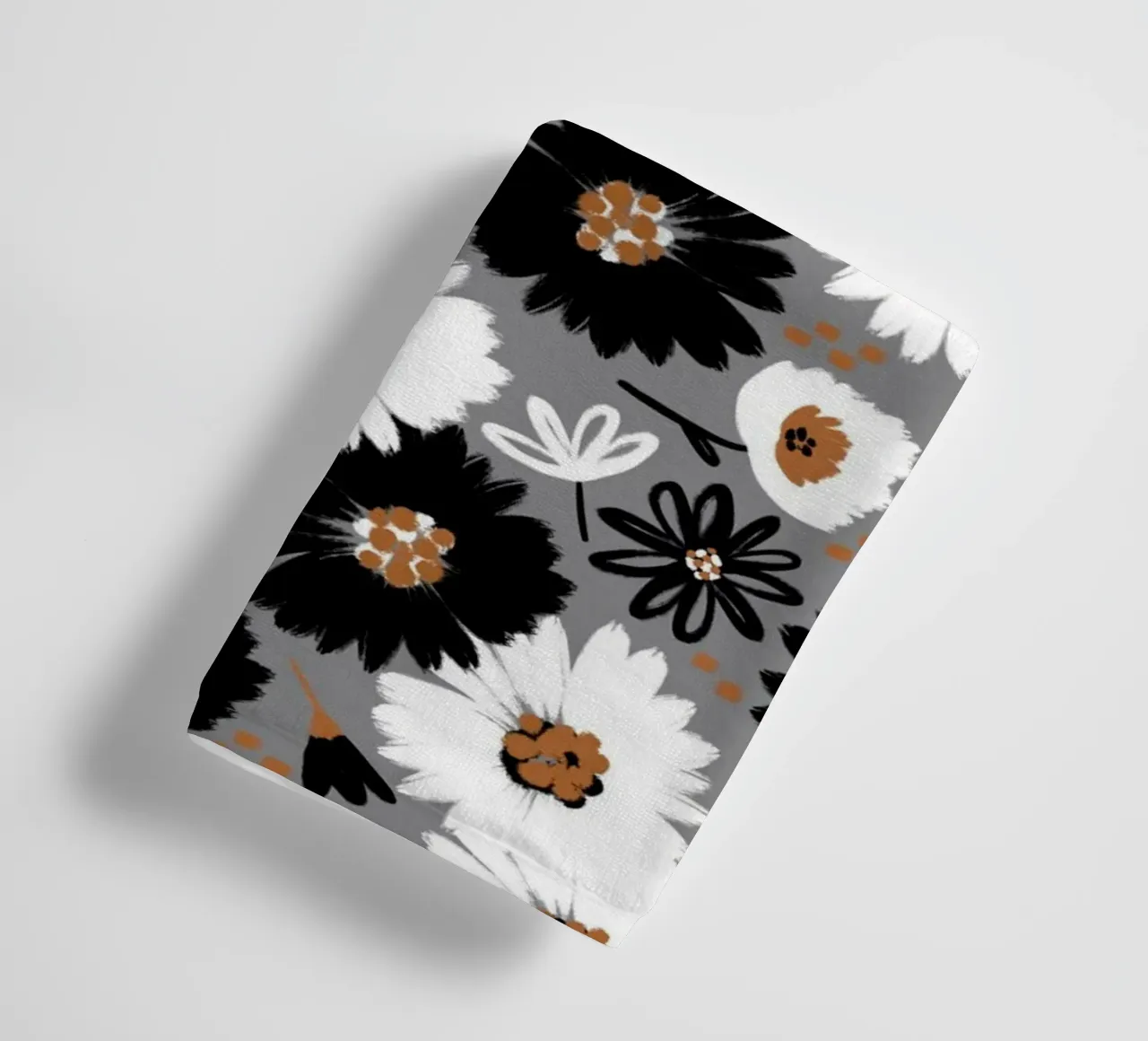 Blumenmuster Schwarz Weiß Karamell asciugamano da bagno da Petra Lang
