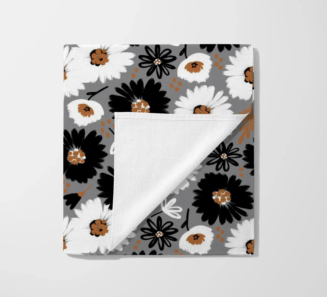 Blumenmuster Schwarz Weiß Karamell telo mare da Petra Lang