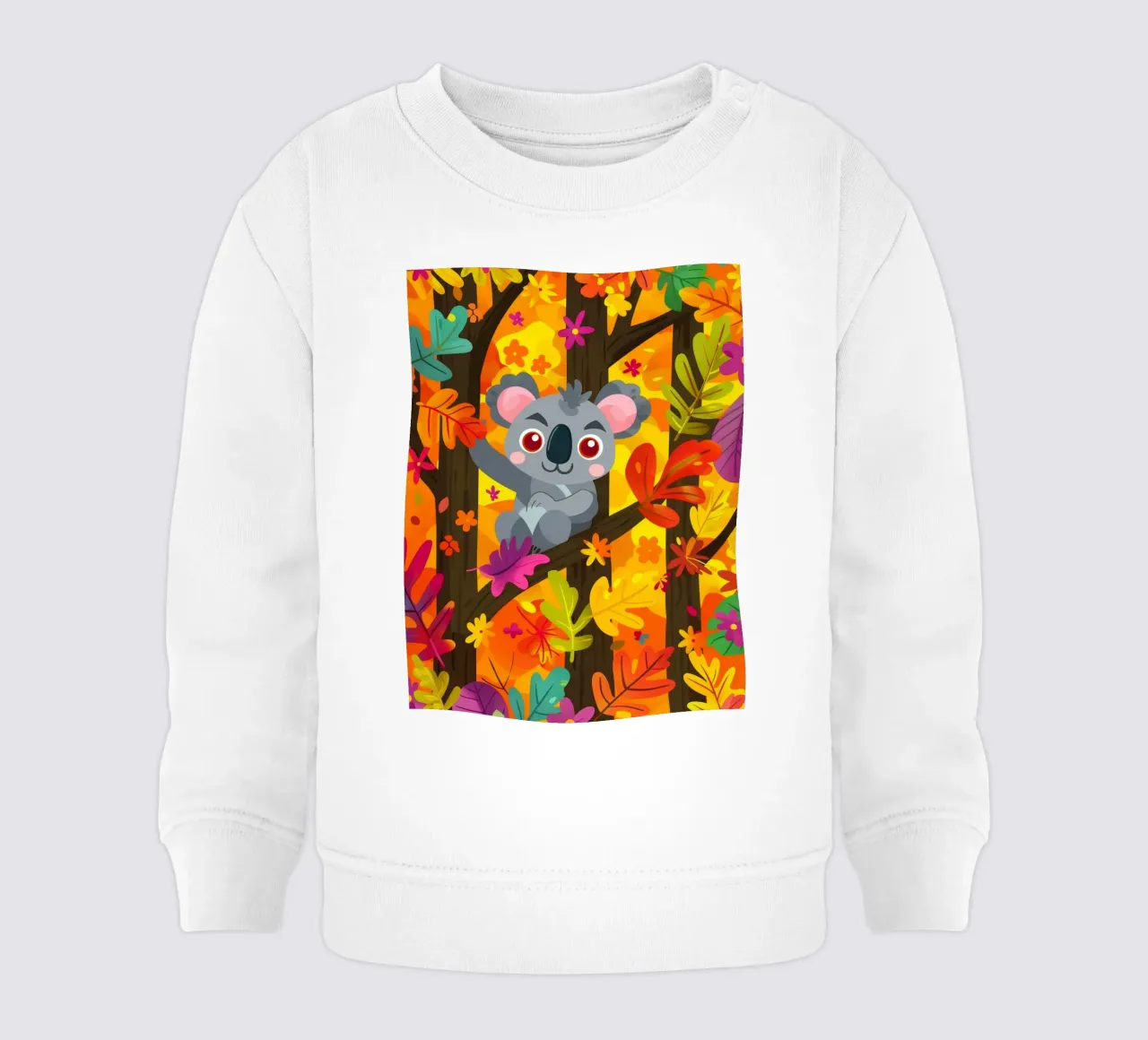 Koala seduto su un albero circondato da foglie autunnali felpa neonato da DesignDoodle