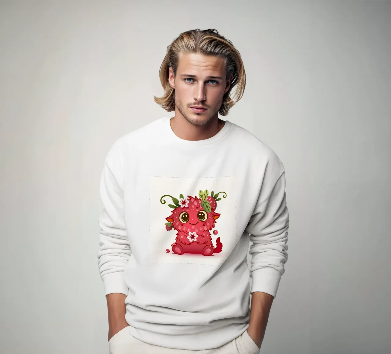 Niedliches Monster im Himbeer-Design Sweatshirt von namosh